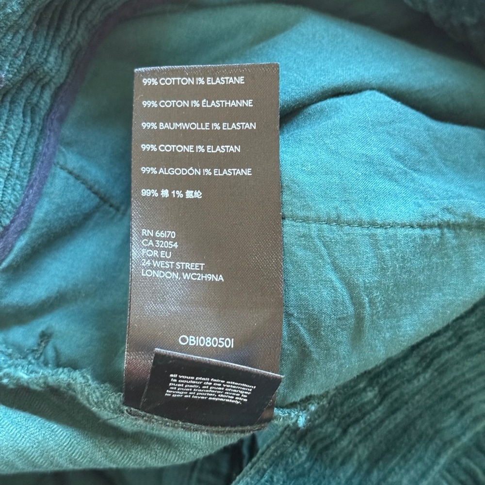 Anthropologie Pilcro Green Corduroy Wide Leg High Rise Pants 28 - Picture 5 of 8